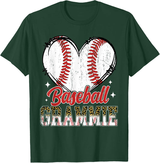 Baseball Grammie Heart Baseball Player Lover T-Shirt - T-Shirt | Forest