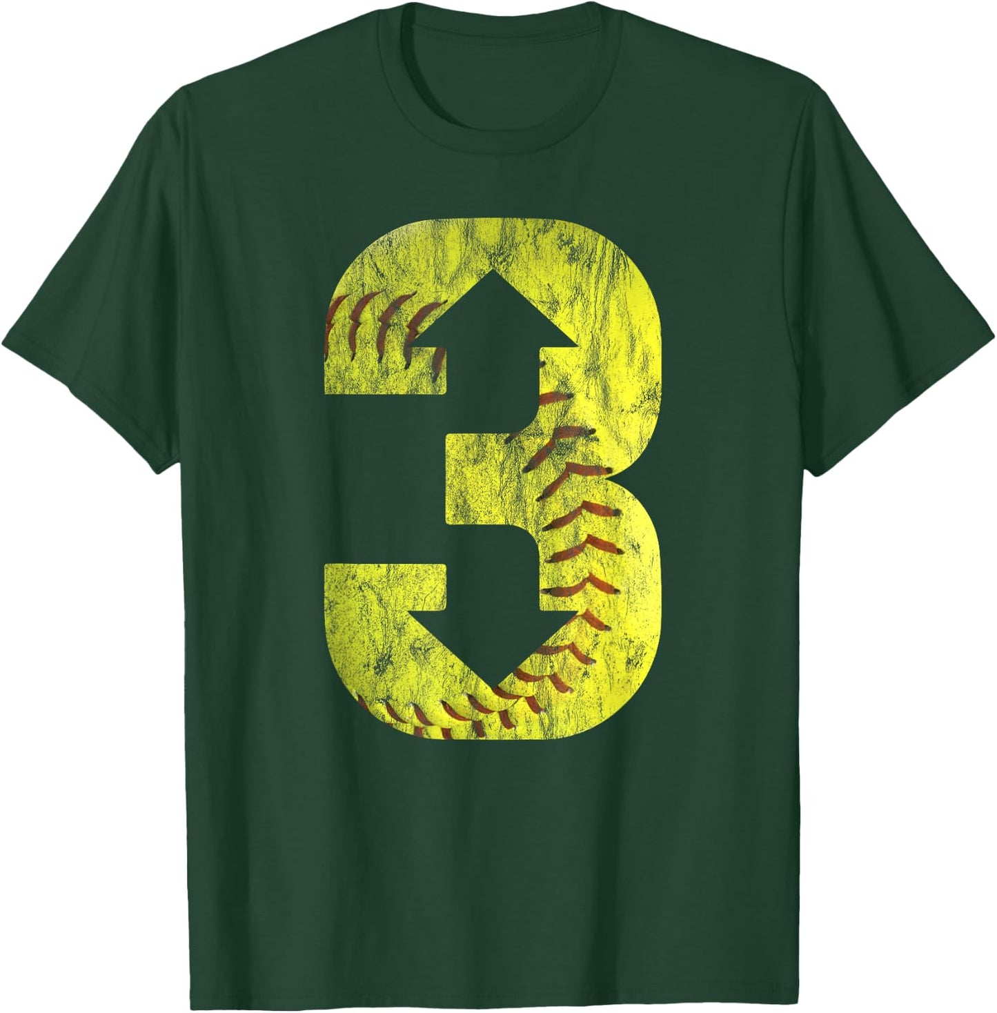3 Up 3 Down | Three Up Three Down Softball Distressed T-Shirt - T-Shirt | Forest