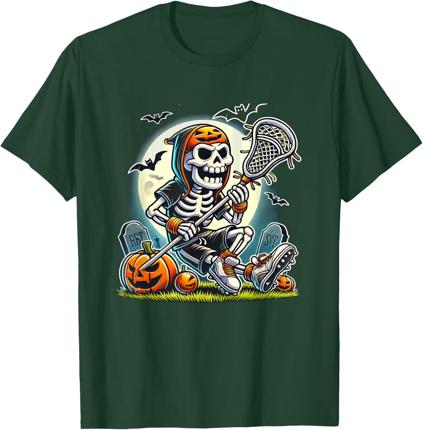 Halloween Skeleton Lacrosse T-Shirt - T-Shirt | Forest