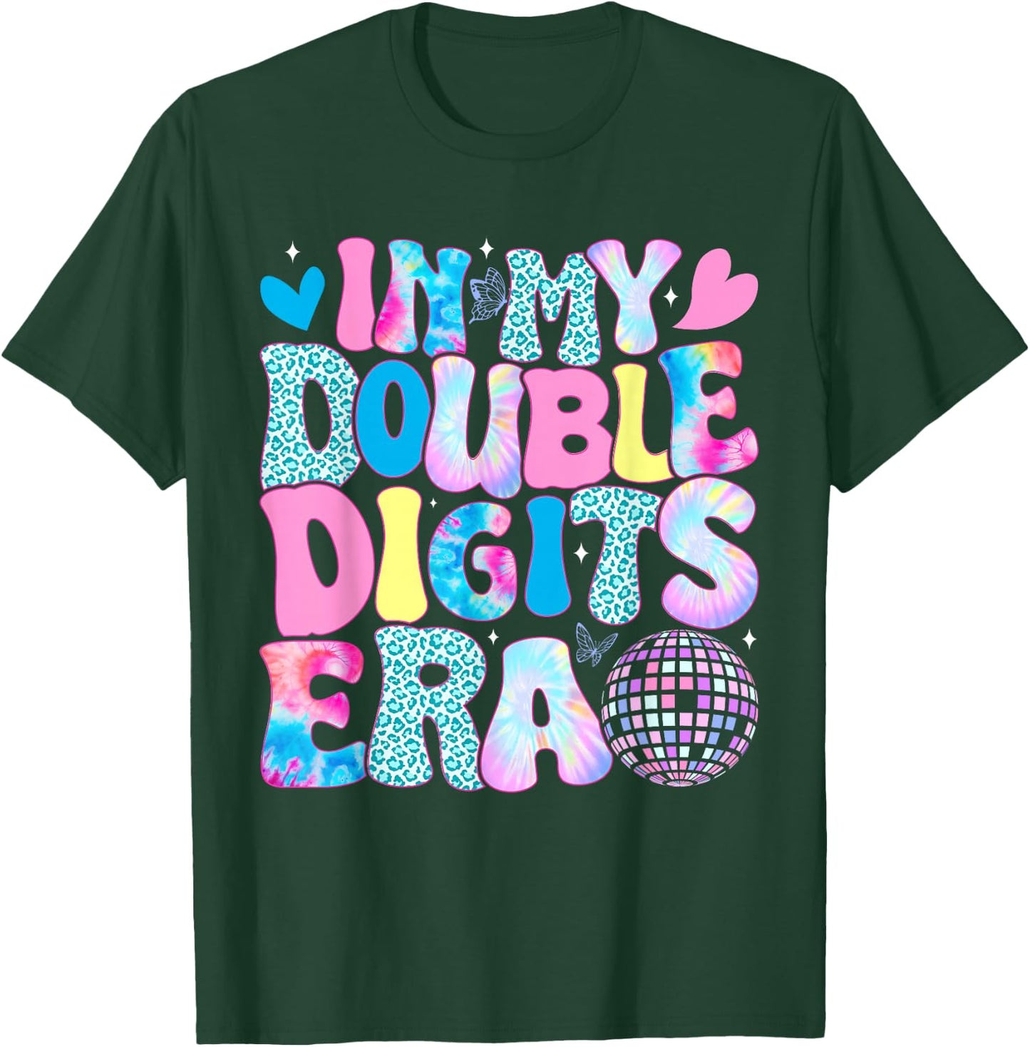 In My Double Digits Era Retro 10 Year Old 10th Birthday Girl T-Shirt - T-Shirt | Forest