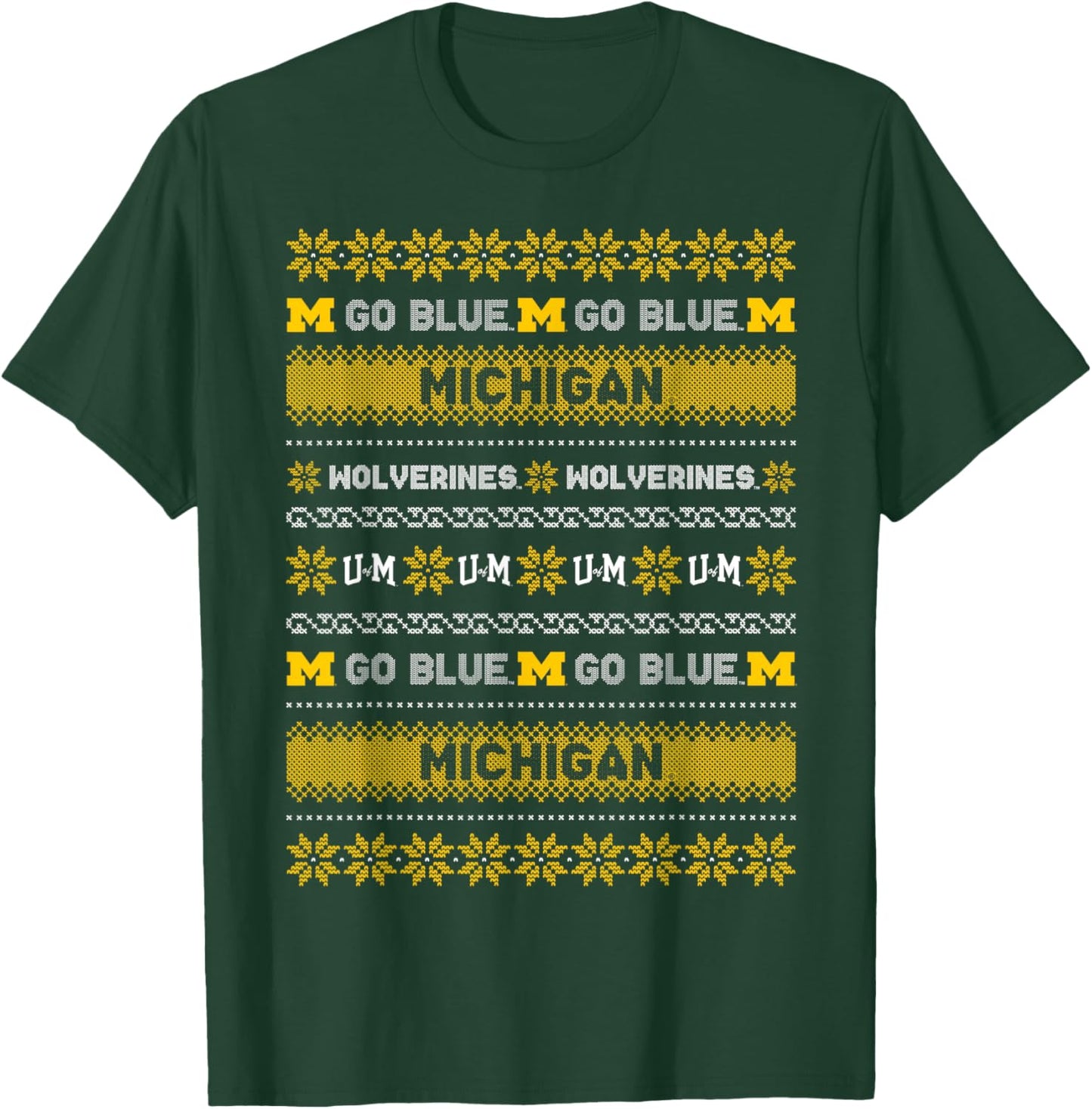 University of Michigan Wolverines U of M Ugly Christmas T-Shirt - T-Shirt | Forest