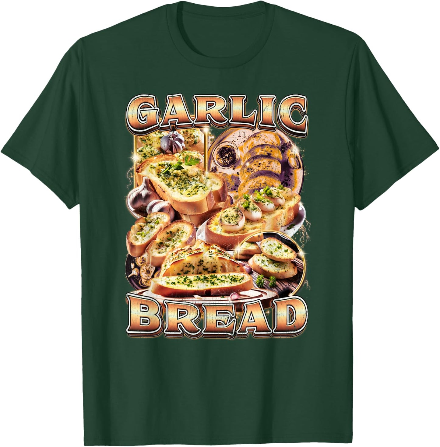 Bootleg Rap Style Garlic Bread Meme Food Ironic Vintage 90s T-Shirt - T-Shirt | Forest