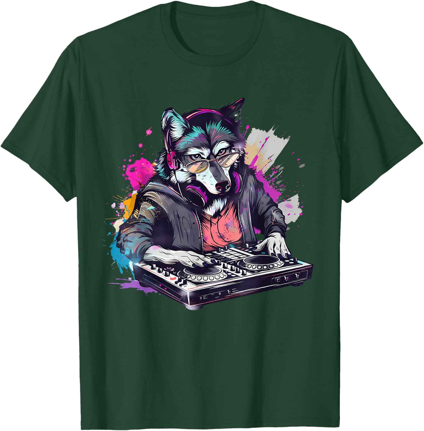 Wolf DJ Techno Turntable DJ Wolf Dance Music Producer EDM T-Shirt - T-Shirt | Forest