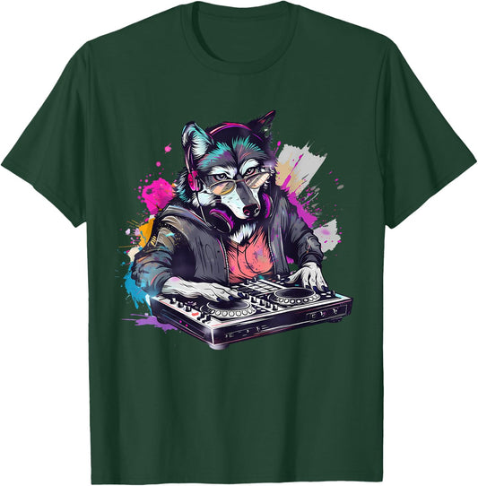 Wolf DJ Techno Turntable DJ Wolf Dance Music Producer EDM T-Shirt - T-Shirt | Forest
