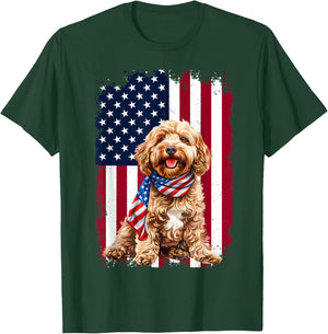 Cockapoo Dog American Flag 4th Of July Cockapoo Dog Gifts T-Shirt - T-Shirt | Forest