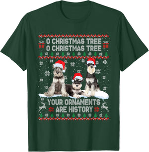Schnauzer Dog Ugly Sweater Christmas Light Xmas Pajama T-Shirt - T-Shirt | Forest
