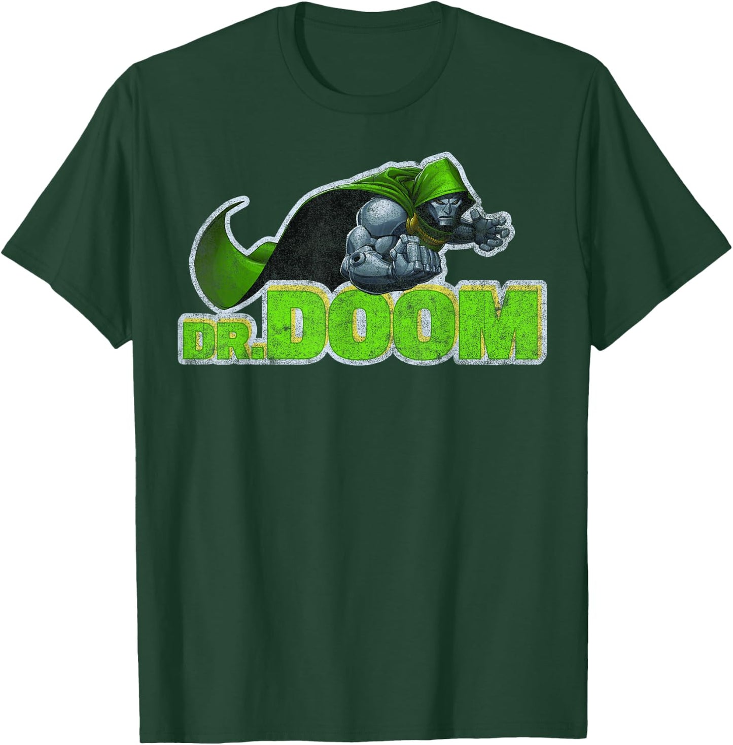 Marvel Dr. Doom Metal Armor Distressed Text T-Shirt - T-Shirt | Forest