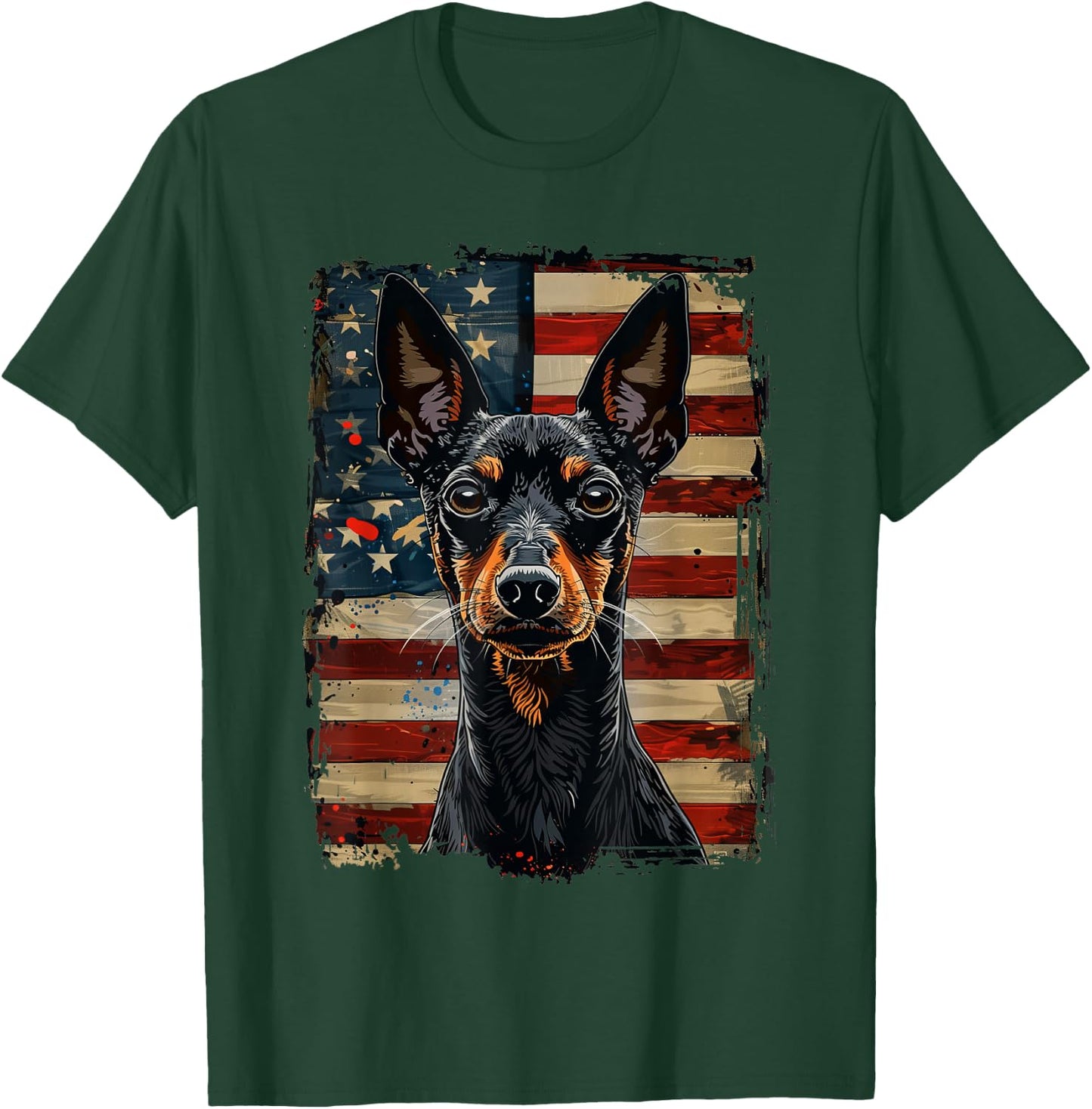 Manchester Terrier American Flag T-Shirt - T-Shirt | Forest