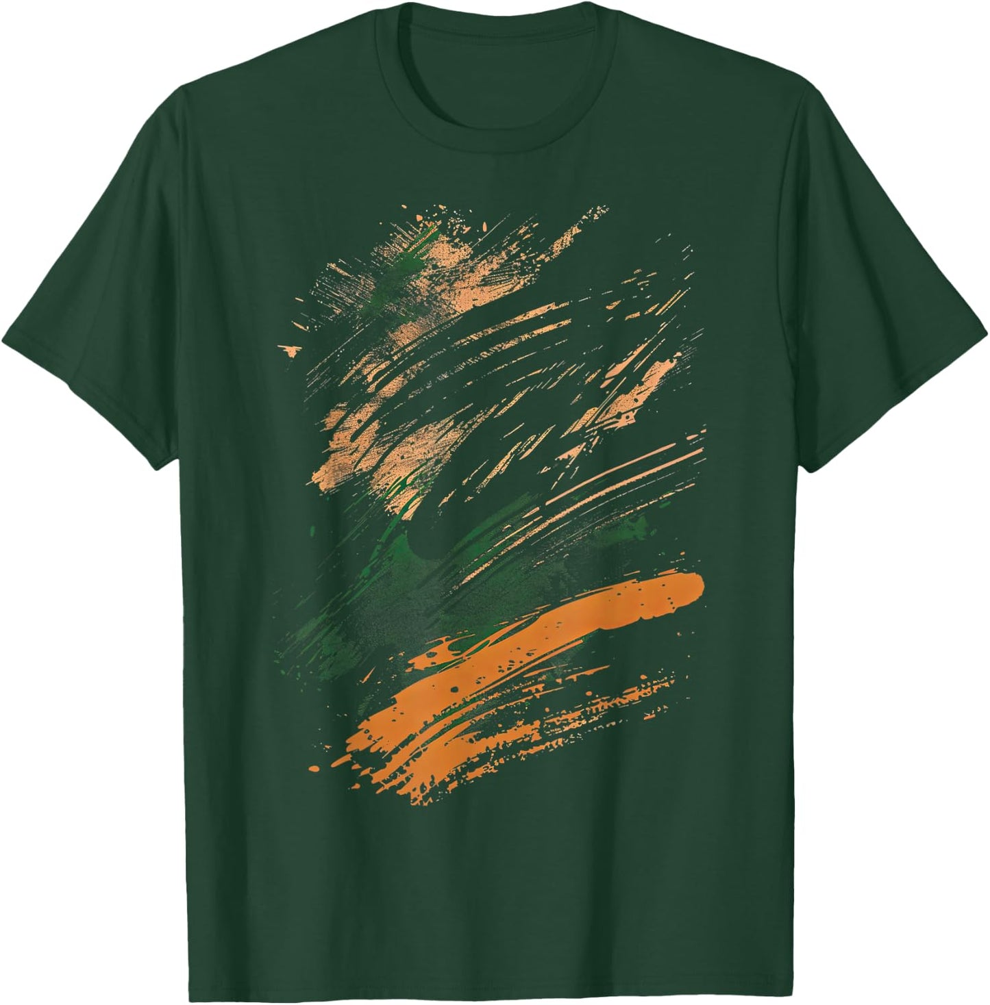 Black Green Orange Brush Strokes Graphic T-Shirt - T-Shirt | Forest
