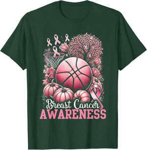 Basketball Breast Cancer Awareness T-Shirt - T-Shirt | Forest
