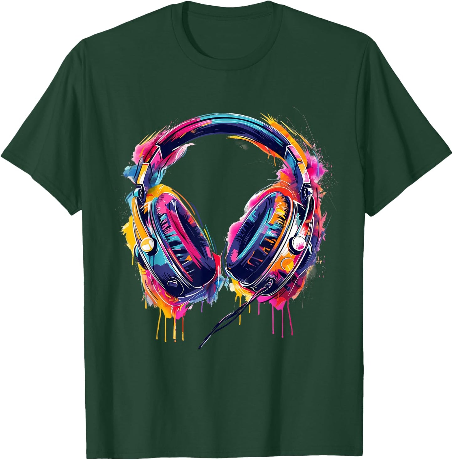 Headphones Music DJ Splash EDM Beatmaker Techno House Music T-Shirt - T-Shirt | Forest