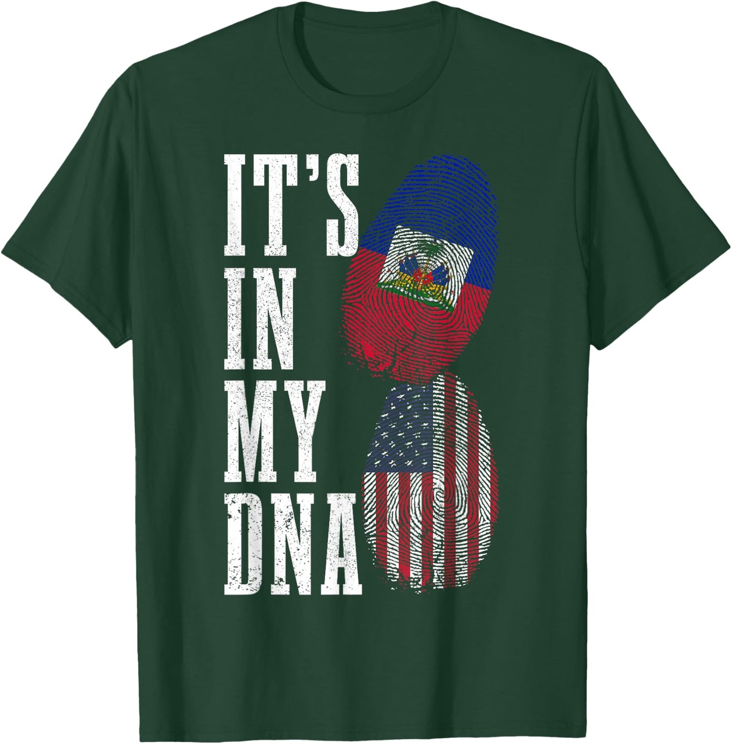Haiti USA It's in My DNA American Flag Pride Haitian Roots T-Shirt - T-Shirt | Forest