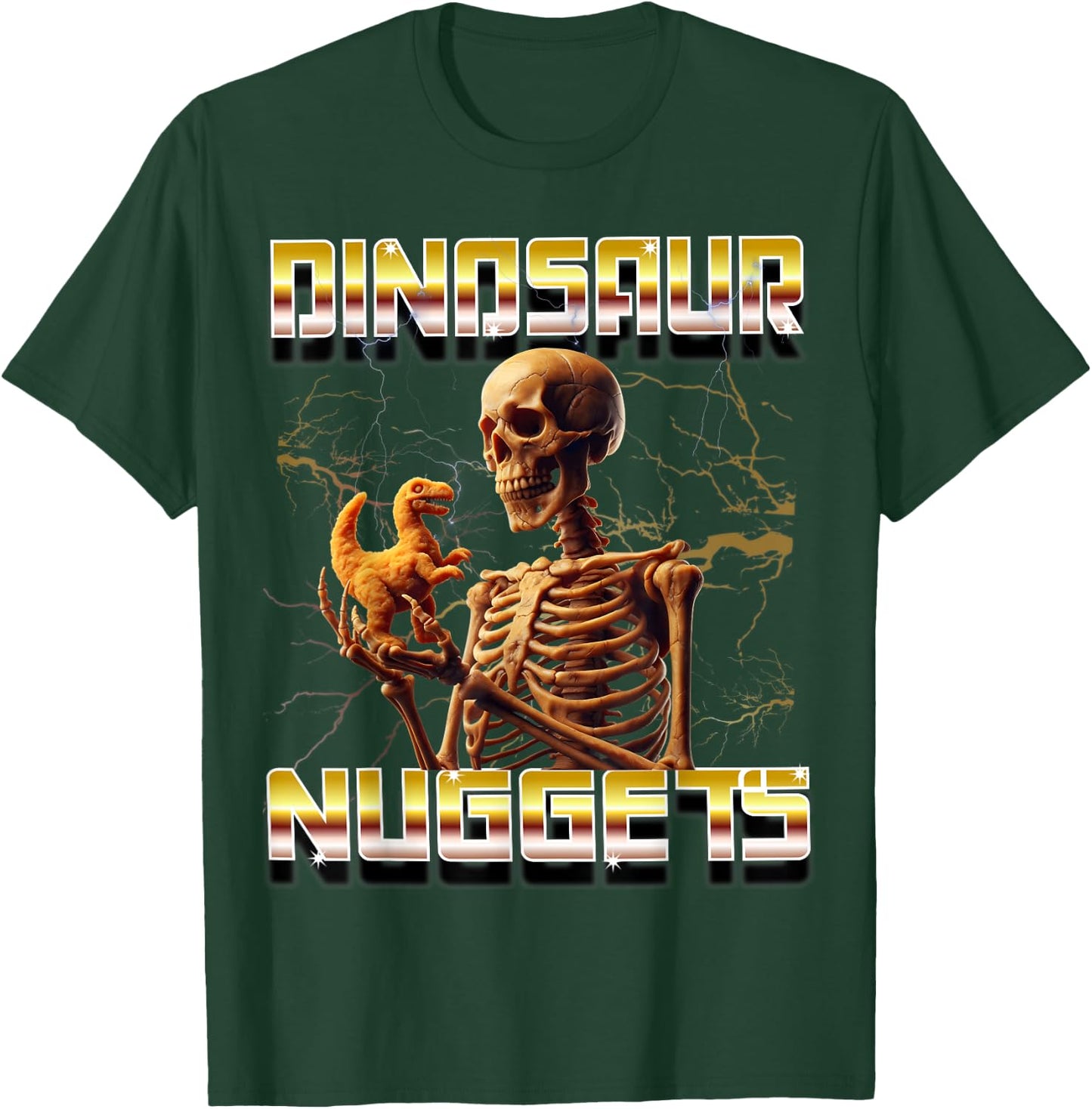 Dino Nuggets Bootleg Rap Dinosaur Chicken Nugget Skeleton T-Shirt - T-Shirt | Forest