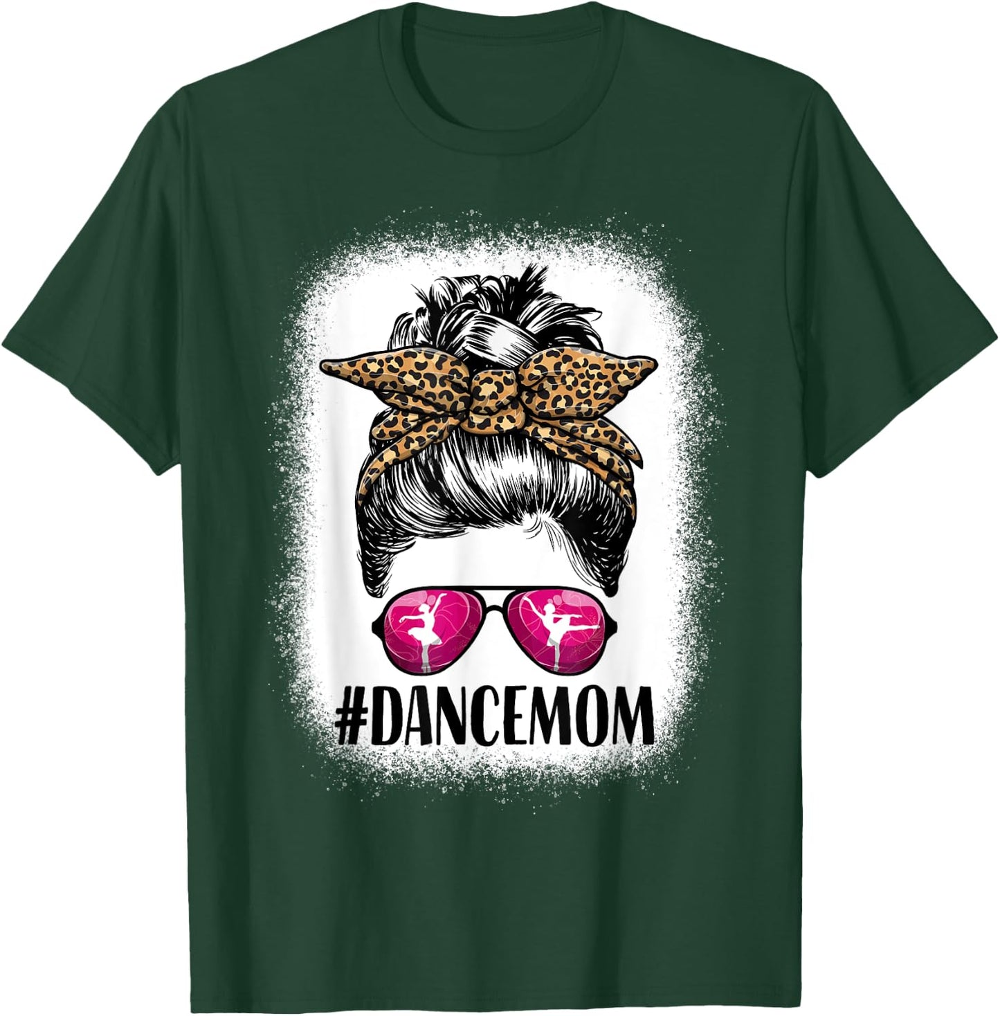 Women Dance Mom Life Messy Bun Leopard Ballet Mom Dance Mom T-Shirt - T-Shirt | Forest