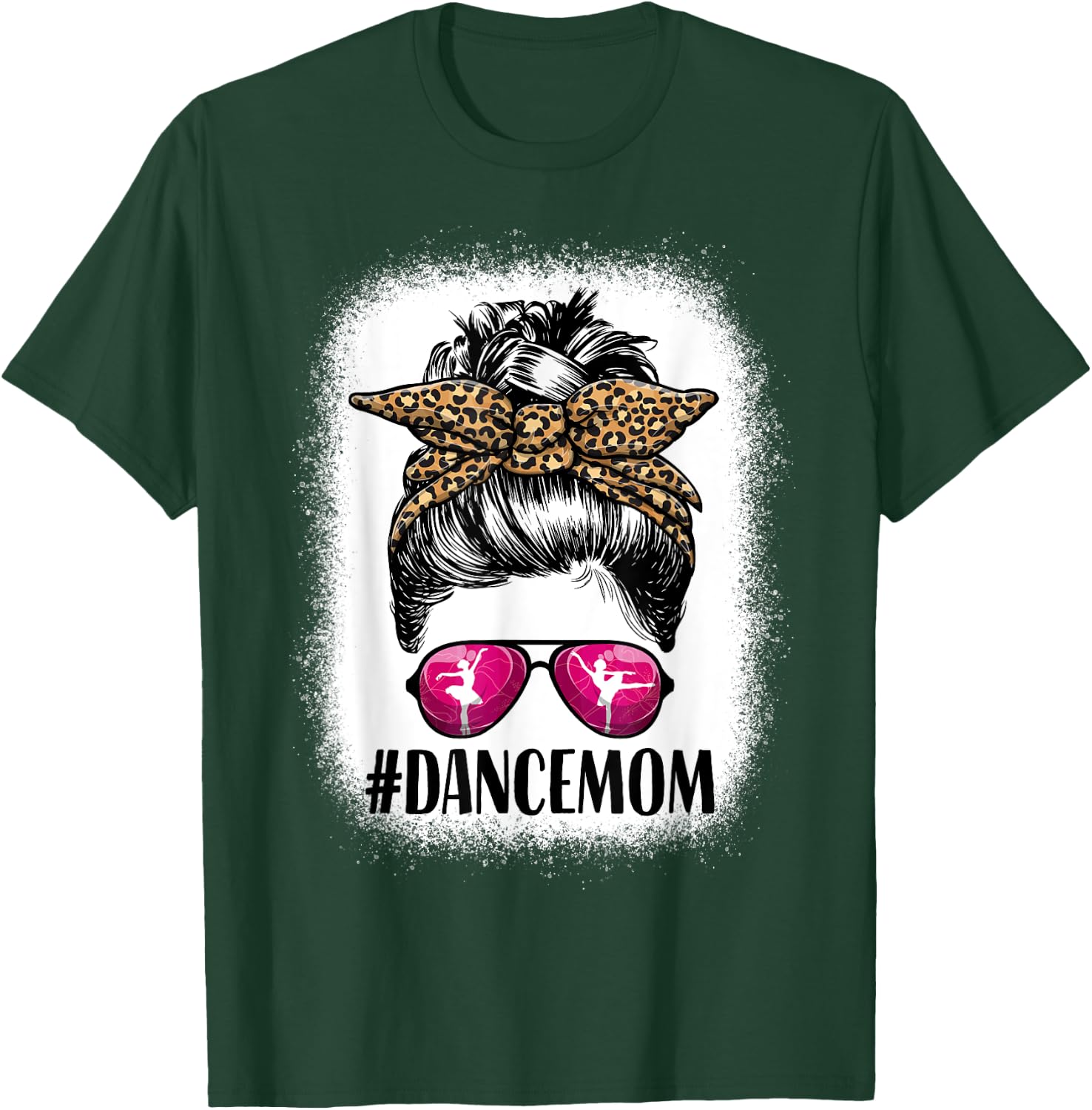 Women Dance Mom Life Messy Bun Leopard Ballet Mom Dance Mom T-Shirt - T-Shirt | Forest