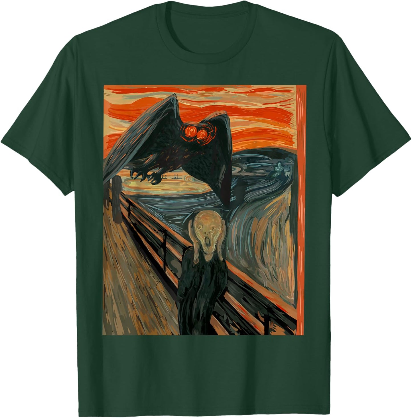 Mothman The Scream Mashup WV Cryptid Art T-Shirt - T-Shirt | Forest