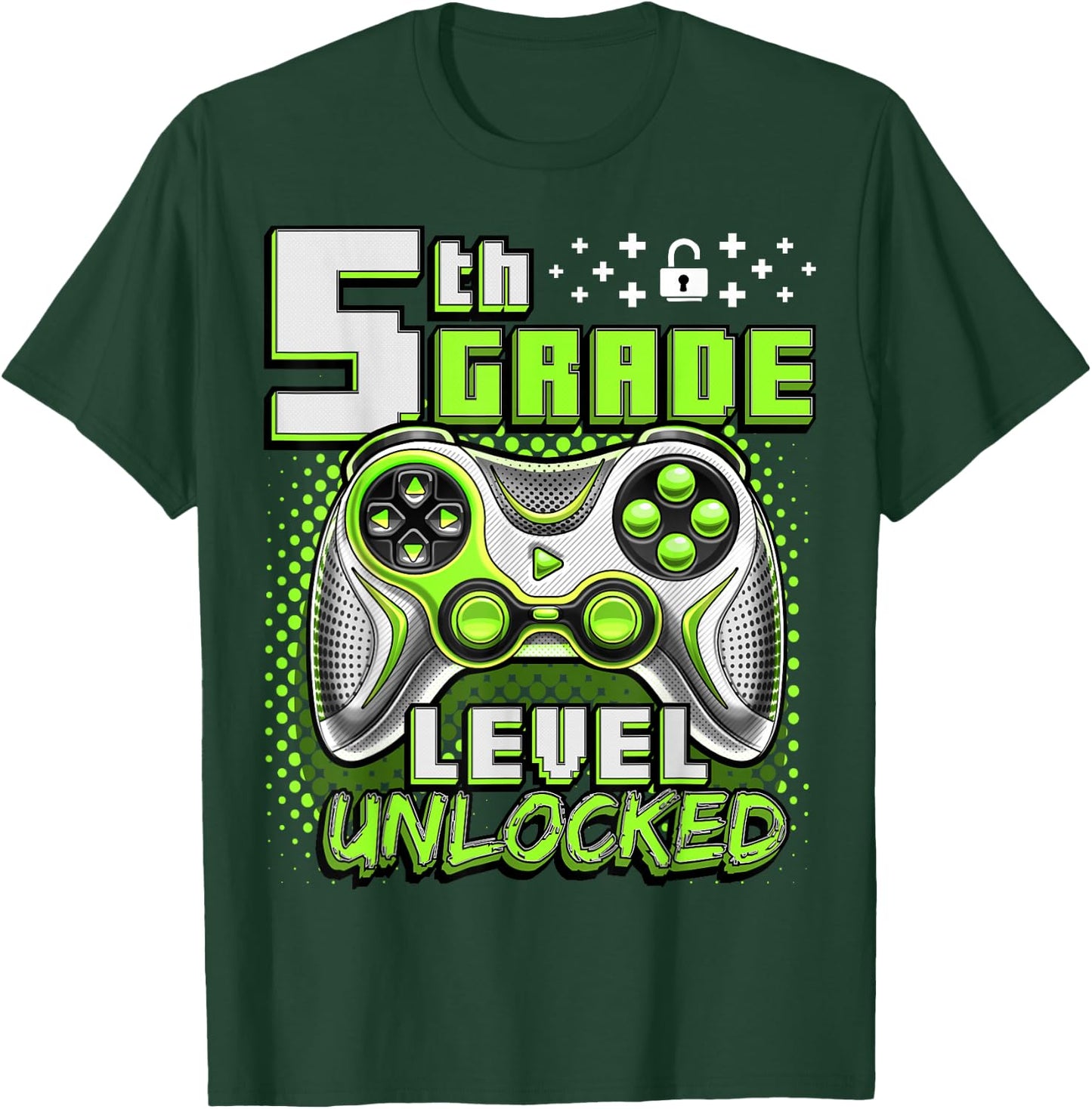 Back to School 5th Grade Boys Gamer First Day School Level T-Shirt - T-Shirt | Forest