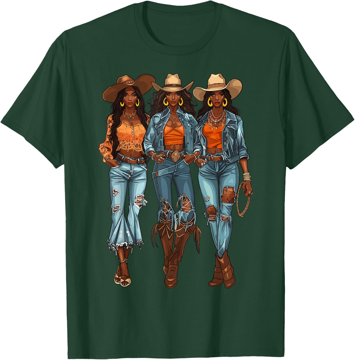 Black Cowgirl Vibes Melanin Black History Texas T-Shirt - T-Shirt | Forest
