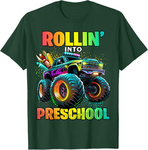 Preschool Monster Truck Back to School First Day of School T-Shirt - T-Shirt | Forest