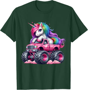 Monster Truck Unicorn Birthday Party Monster Truck Girl T-Shirt - T-Shirt | Forest