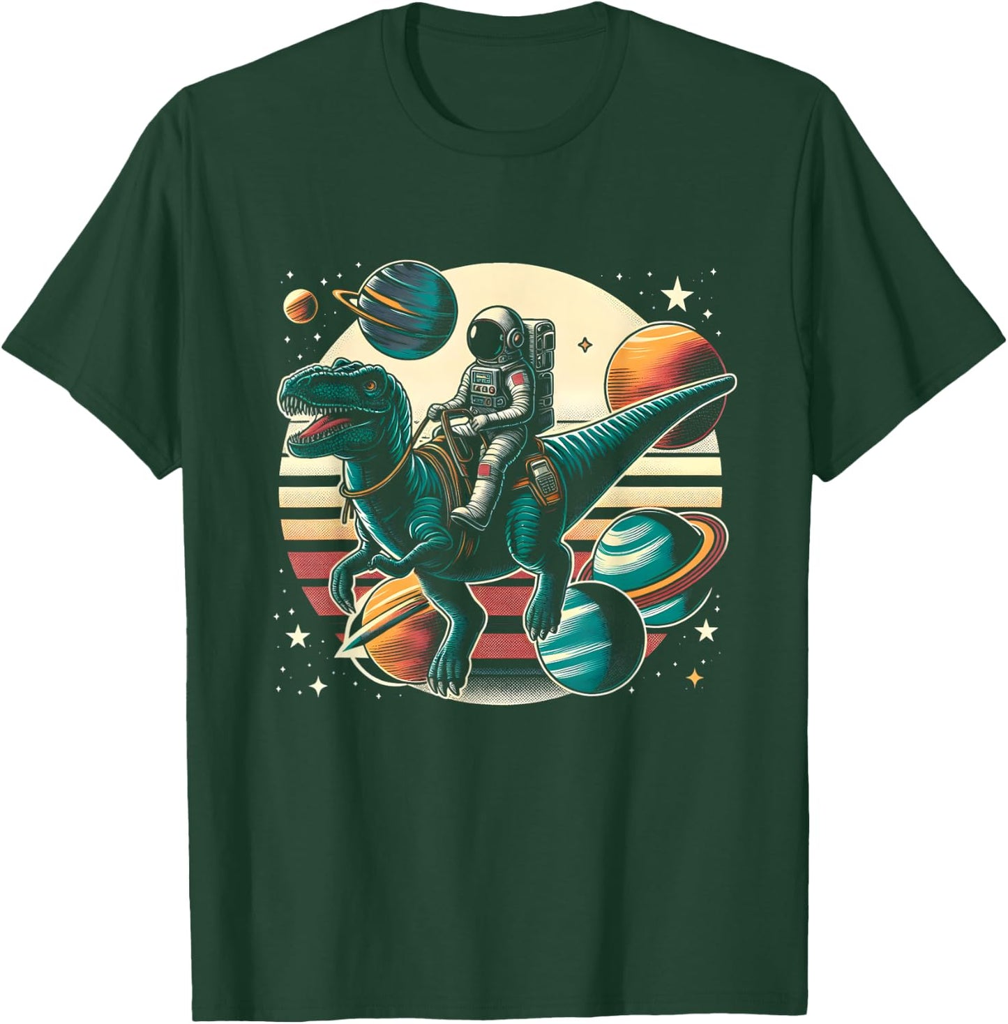 Astronaut T Rex Space Dinosaur Women Men Kids Birthday Funny T-Shirt - T-Shirt | Forest