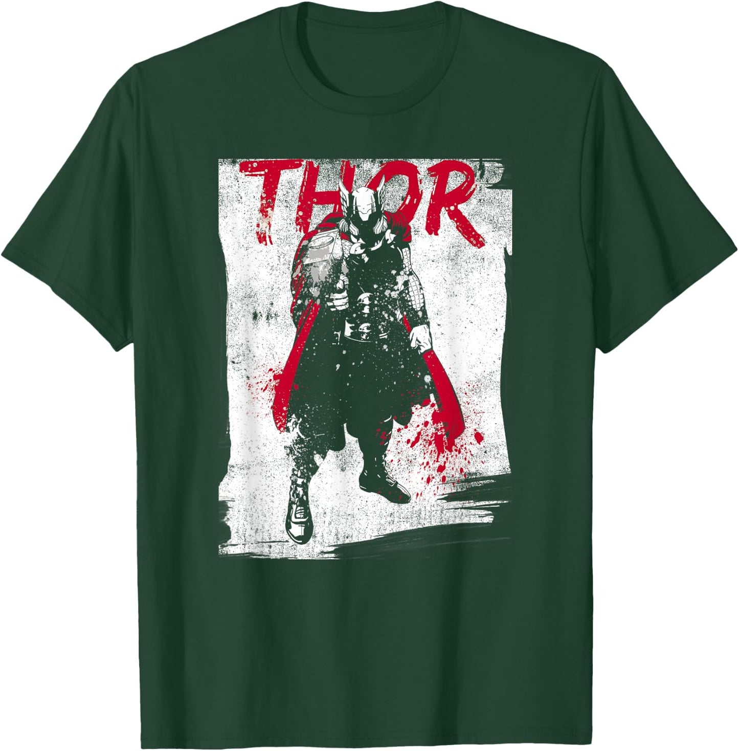 Marvel Avengers Classic Thor Grunge Paint Splatter Poster T-Shirt - T-Shirt | Forest