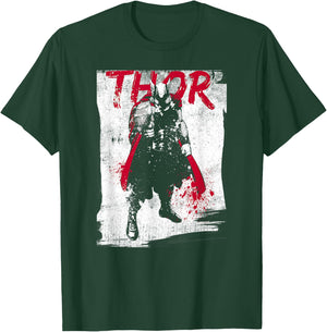 Marvel Avengers Classic Thor Grunge Paint Splatter Poster T-Shirt - T-Shirt | Forest