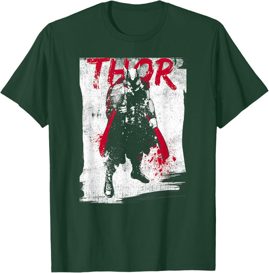 Marvel Avengers Classic Thor Grunge Paint Splatter Poster T-Shirt - T-Shirt | Forest