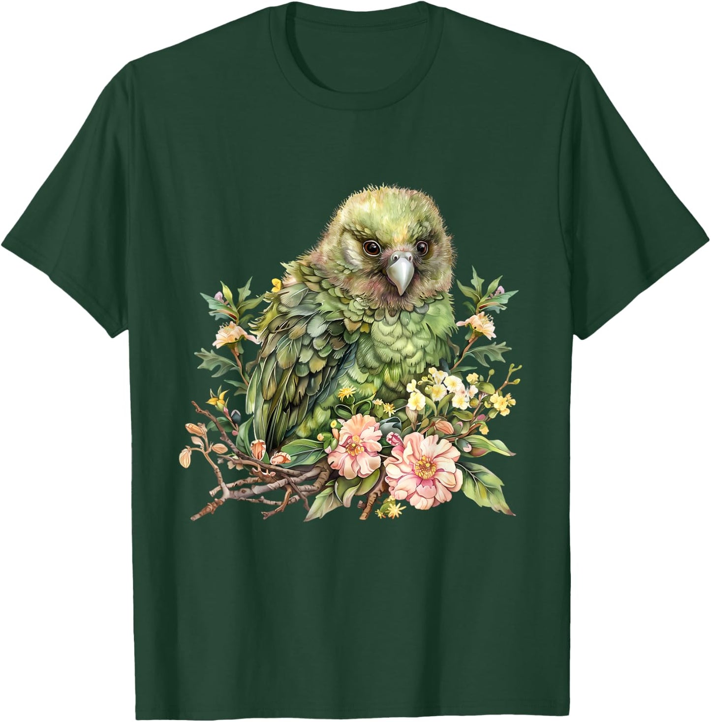 Kakapo Bird Wildlife Floral Drawing Jungle Kakapo Bird Lover T-Shirt - T-Shirt | Forest