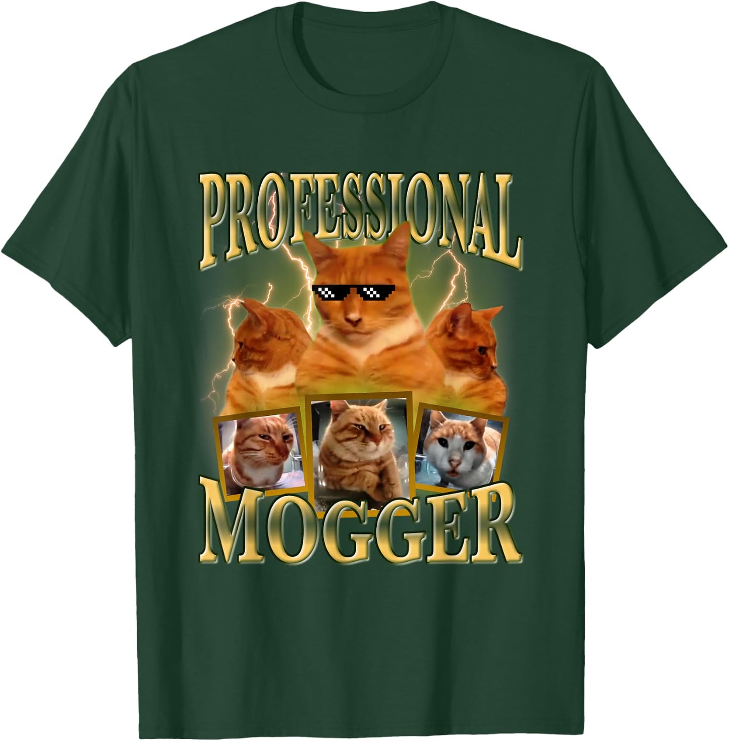 Funny Professional Mogger Cat Meme Mewing LooksMaxxing Cat T-Shirt - T-Shirt | Forest