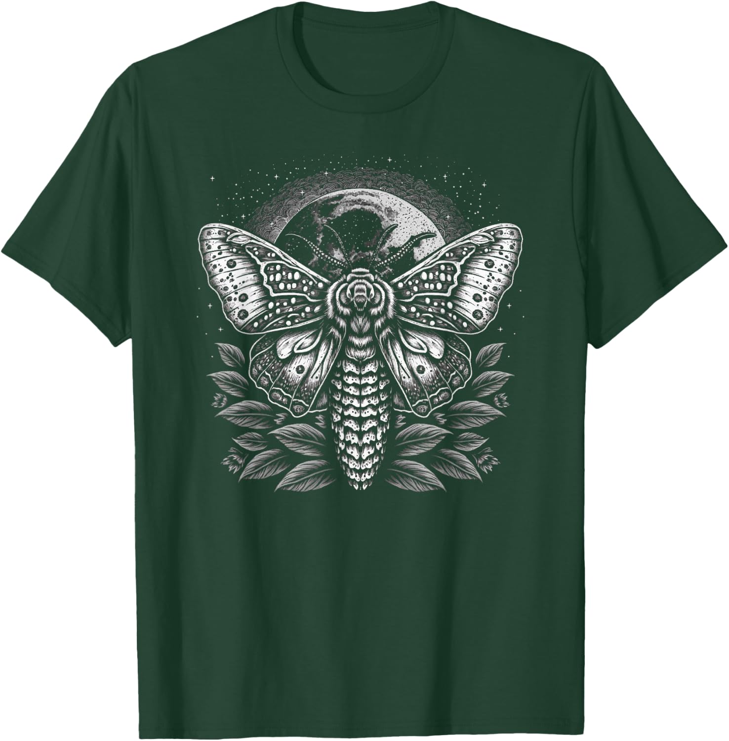 Moth Moon Night Sky Folkloric Wiccan Nature Goth Version 2 T-Shirt - T-Shirt | Forest