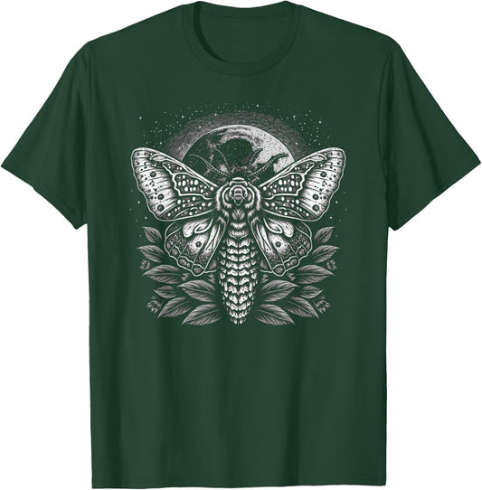 Moth Moon Night Sky Folkloric Wiccan Nature Goth Version 2 T-Shirt - T-Shirt | Forest