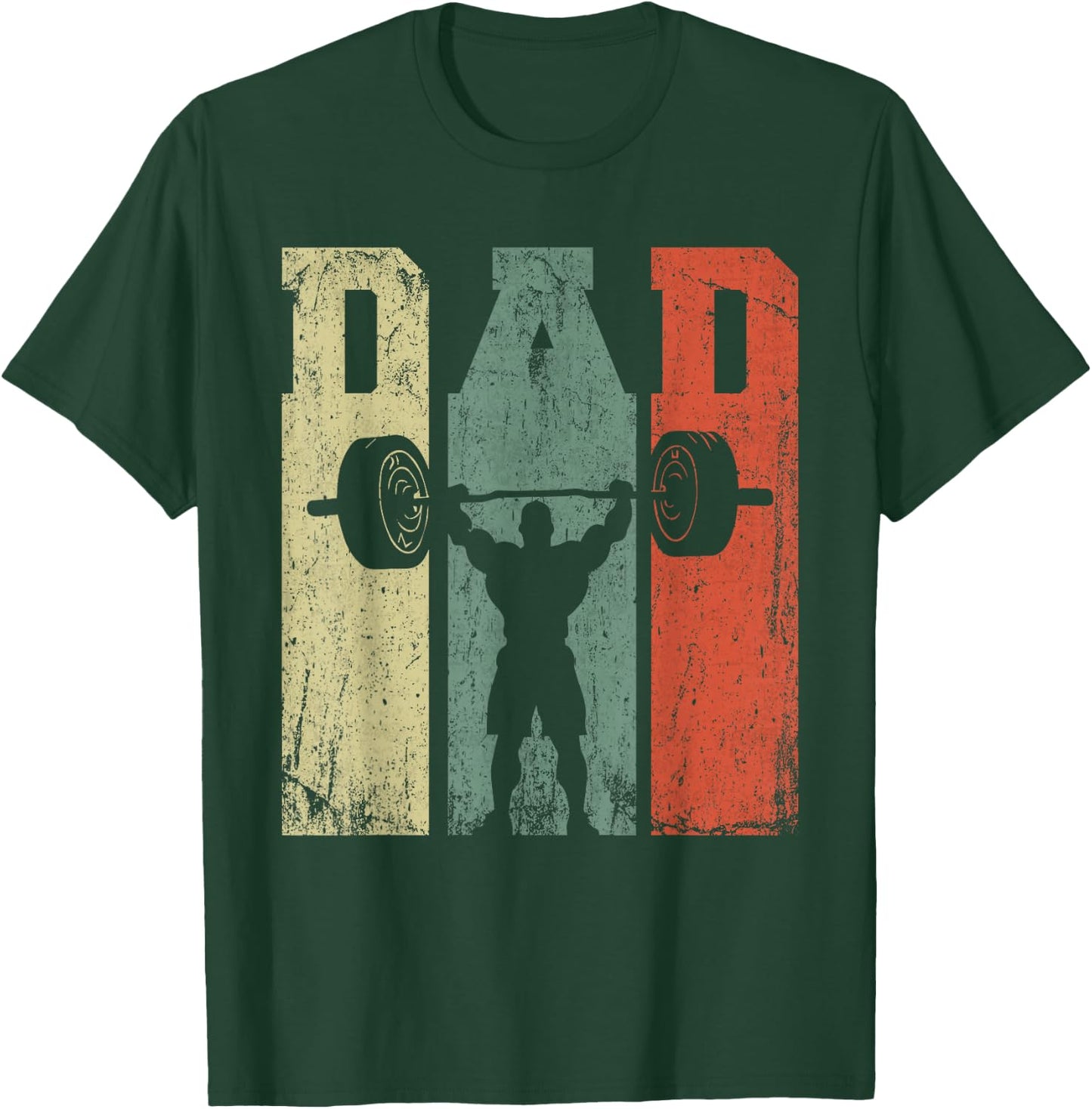 Vintage Weightlifting Dad Daddy Silhouette Gym Father's Day T-Shirt - T-Shirt | Forest