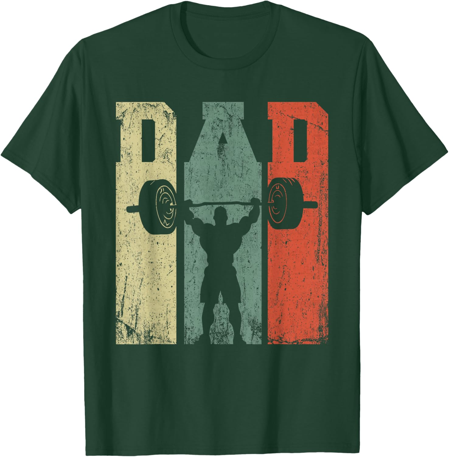 Vintage Weightlifting Dad Daddy Silhouette Gym Father's Day T-Shirt - T-Shirt | Forest