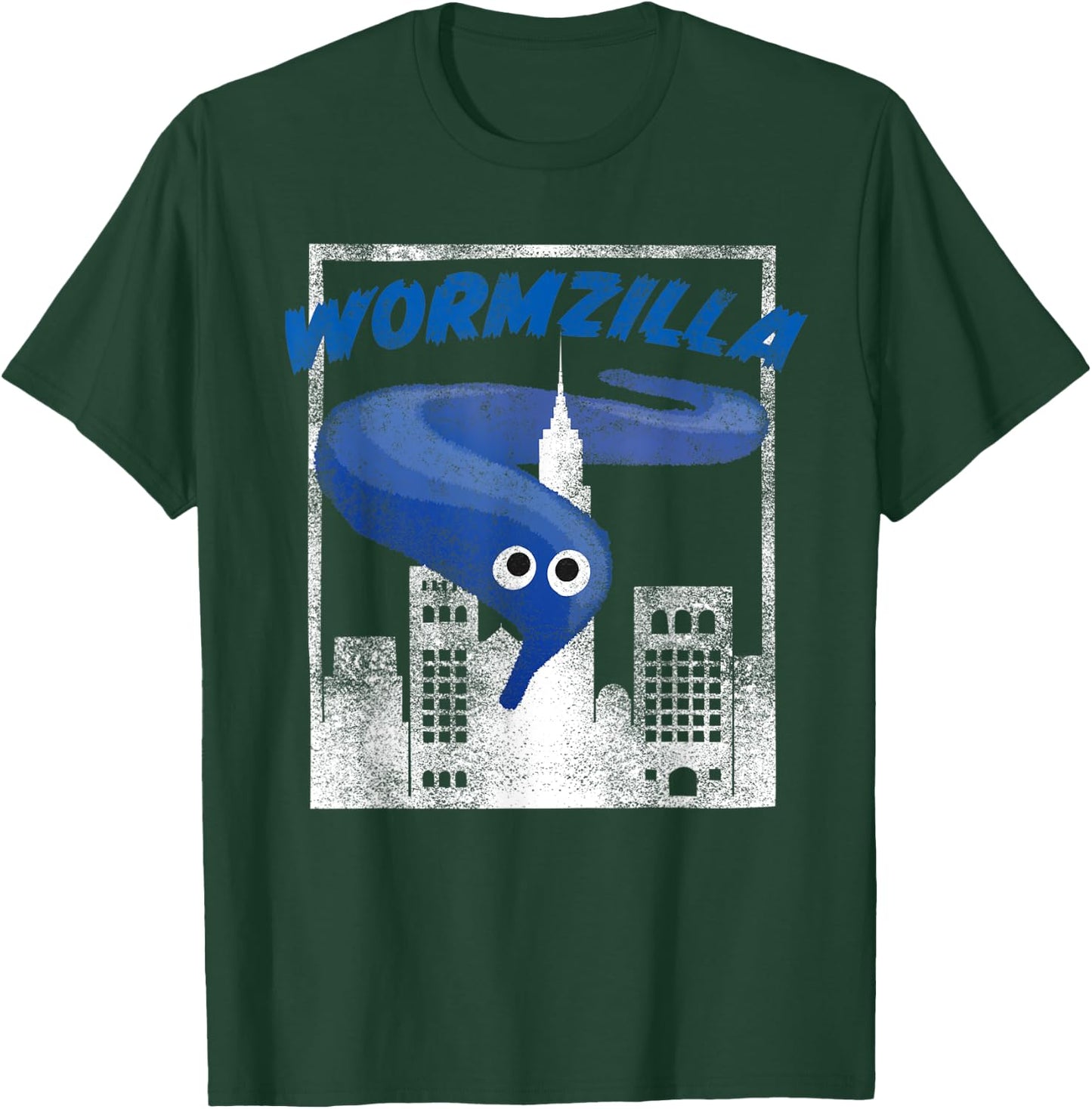 Worm On A String Meme Blue Wormzilla Retro Japanese Style T-Shirt - T-Shirt | Forest