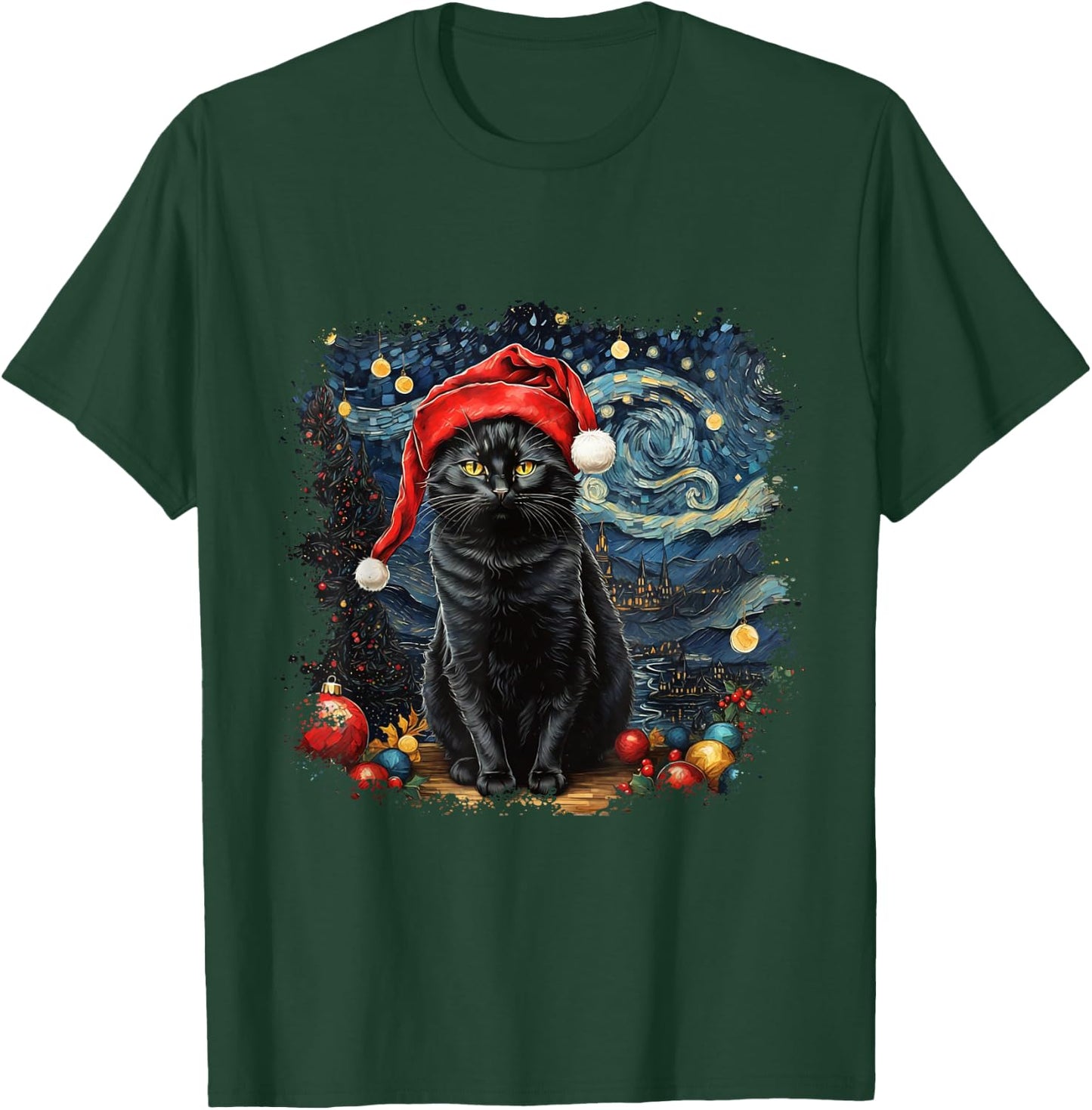 Cat , Starry Night Cat, Cat Shirt, Van Gogh Cat T-Shirt - T-Shirt | Forest