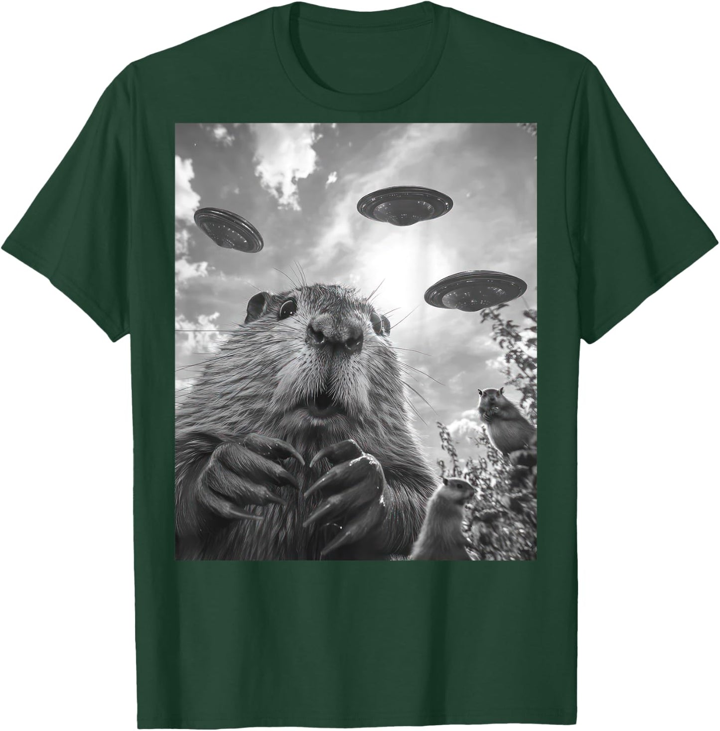 Funny graphic Capybara UFO Alien Funny weird Graphic T-Shirt - T-Shirt | Forest