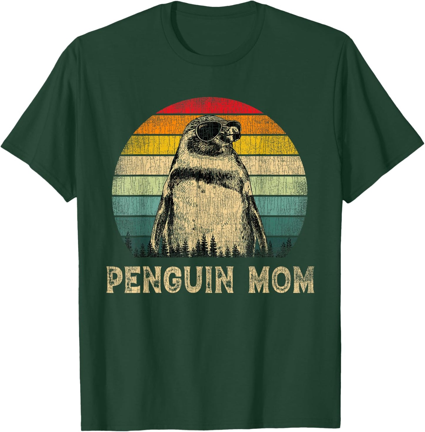 Vintage Penguin Mom Penguin Lovers Mommy Mother's Day T-Shirt - T-Shirt | Forest