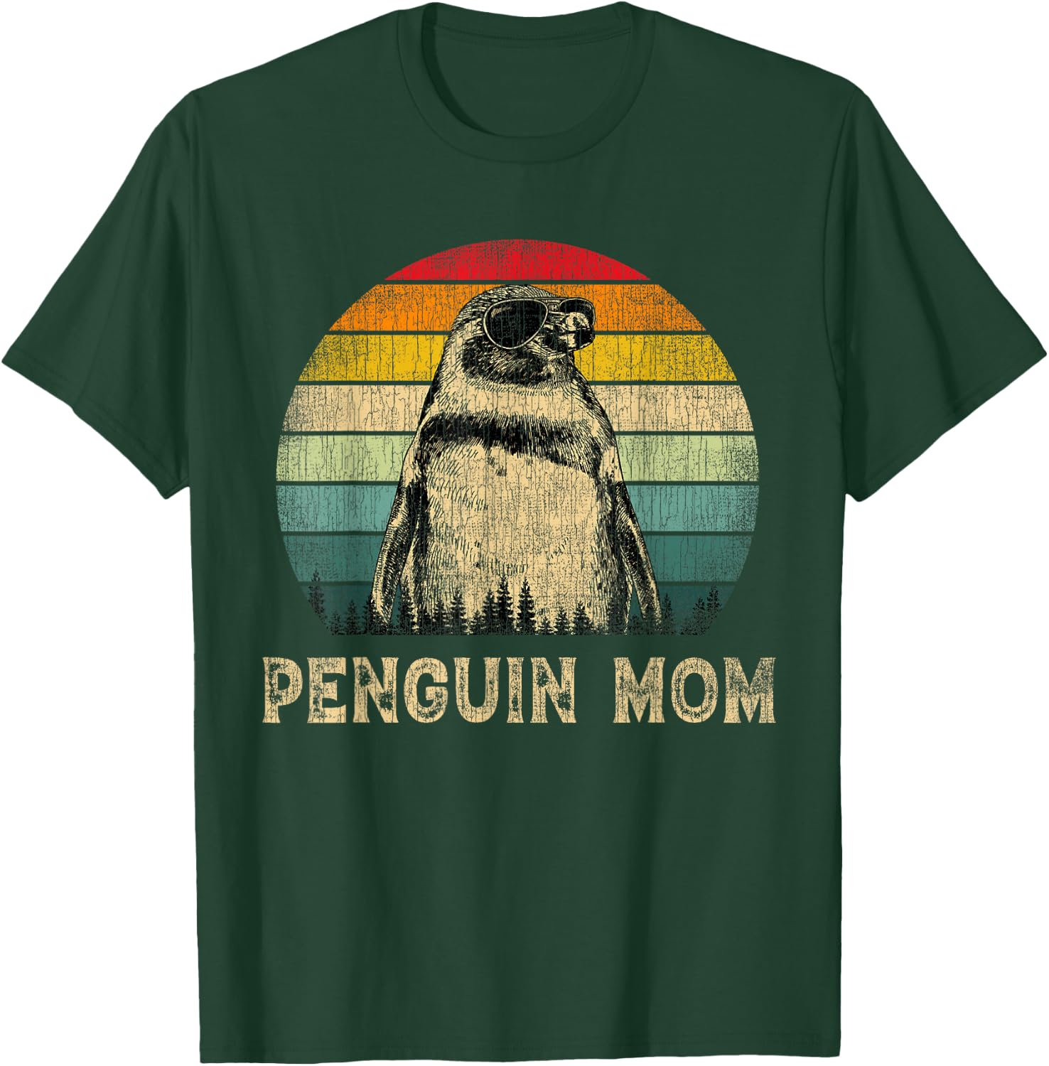 Vintage Penguin Mom Penguin Lovers Mommy Mother's Day T-Shirt - T-Shirt | Forest