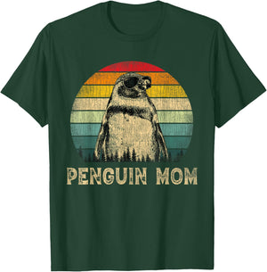 Vintage Penguin Mom Penguin Lovers Mommy Mother's Day T-Shirt - T-Shirt | Forest