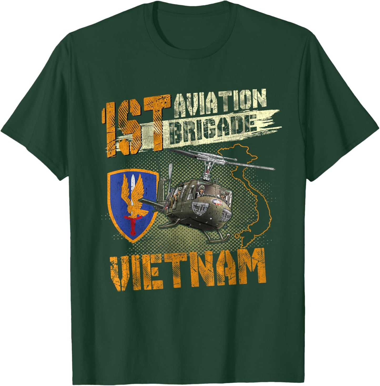 1st Aviation Brigade Vietnam Veteran Pilot Door Gunner T-Shirt - T-Shirt | Forest