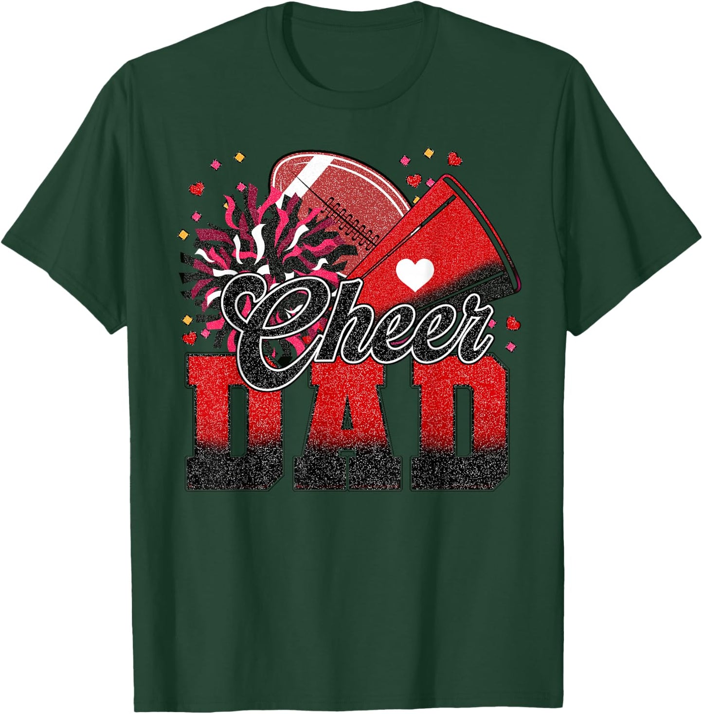 Red Black Football Cheer Dad Women Men Vintage Cheerleader T-Shirt - T-Shirt | Forest