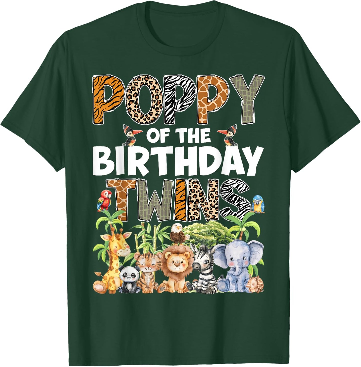 Poppy Of The Birthday Twins Safari Wild Zoo Animals T-Shirt - T-Shirt | Forest