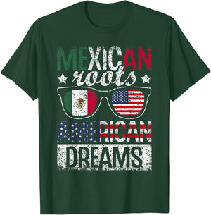 Mexican Roots American Dream Us Mexico Usa Mexican American T-Shirt - T-Shirt | Forest