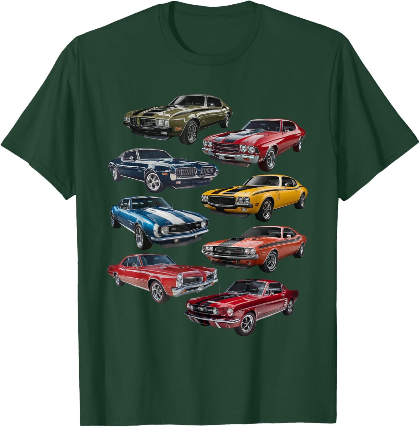 Retro American Muscle Car Enthusiasts Artwork Vintage T-Shirt - T-Shirt | Forest