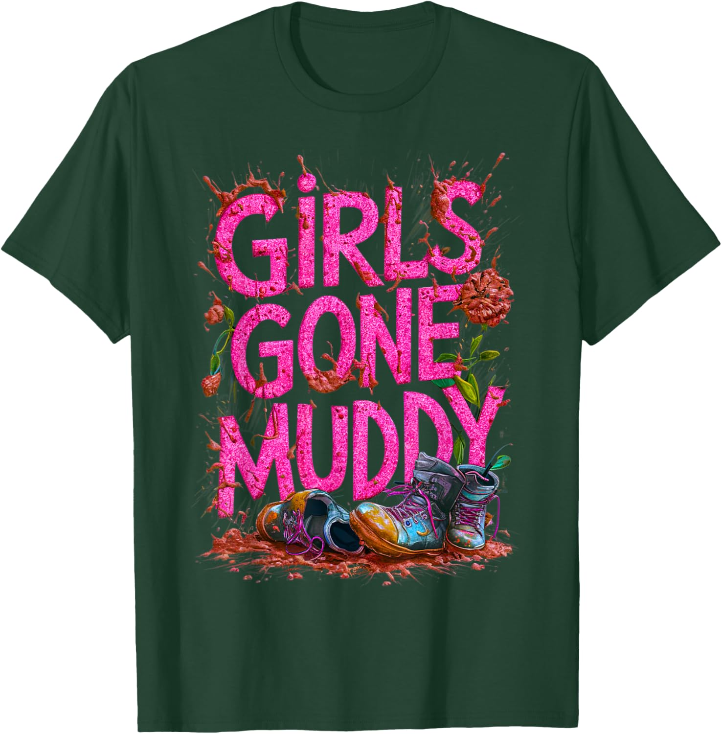 Girls Gone Muddy Mudding Princess Running Team Mud Run Woman T-Shirt - T-Shirt | Forest