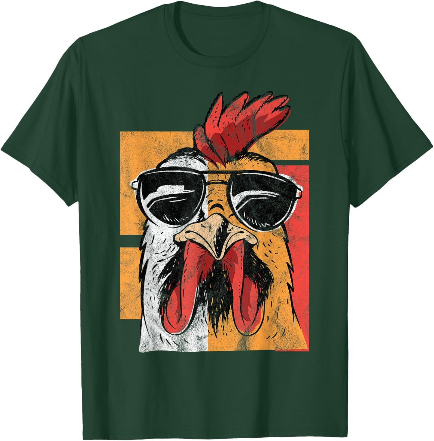 Cool Rooster Wearing Sunglasses Retro Vintage Chicken T-Shirt - T-Shirt | Forest