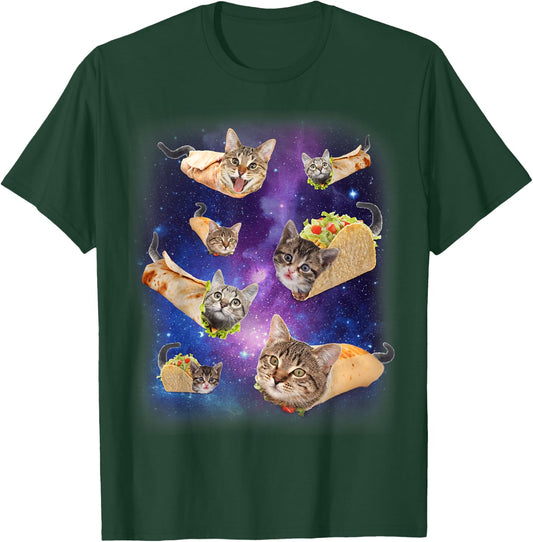 Burrito Cat and Taco Cat Space Galaxy Meme Tacocat Silly T-Shirt - T-Shirt | Forest