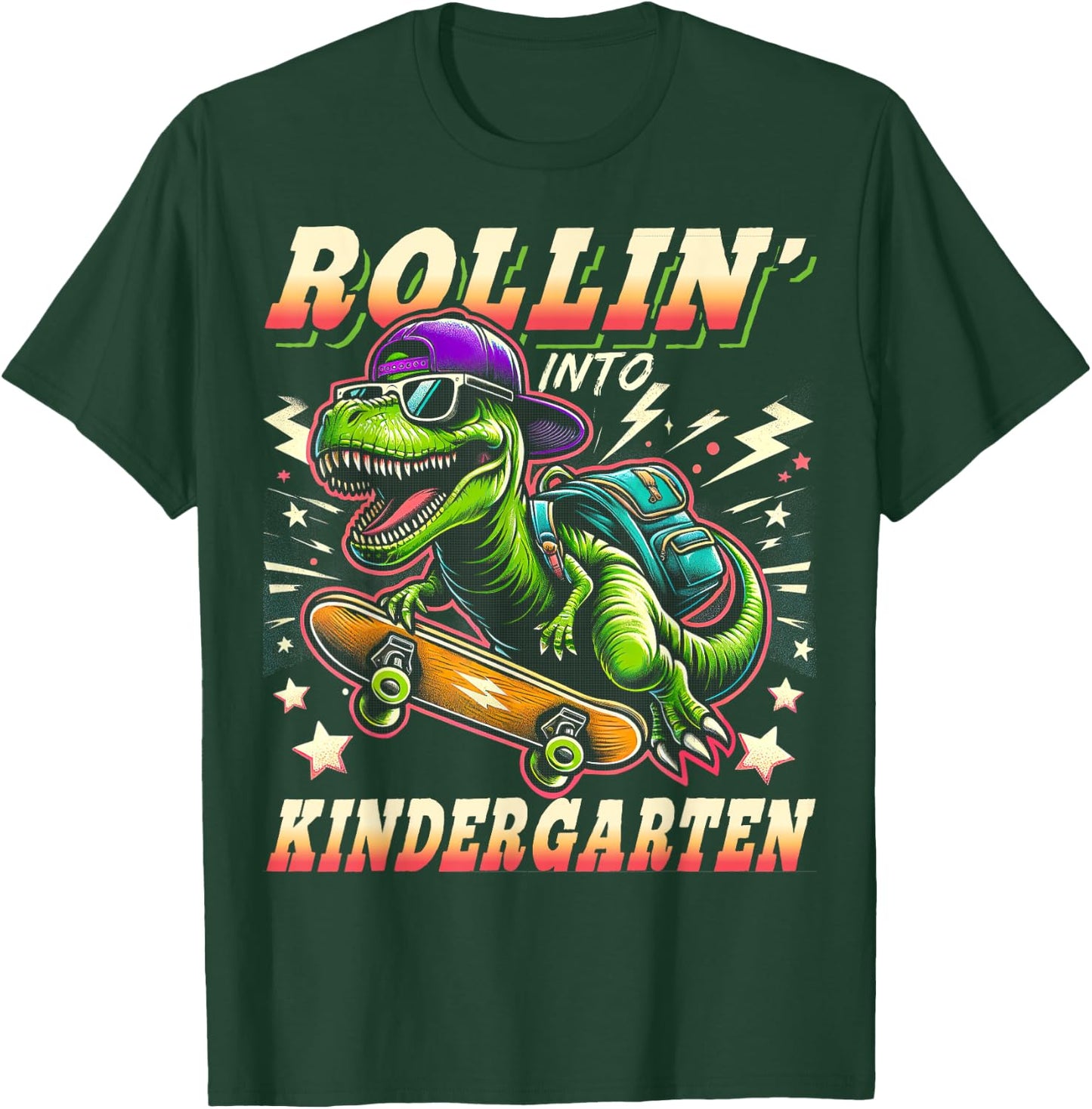 Back to School Kindergarten Dinosaur First Day of School Boy T-Shirt - T-Shirt | Forest