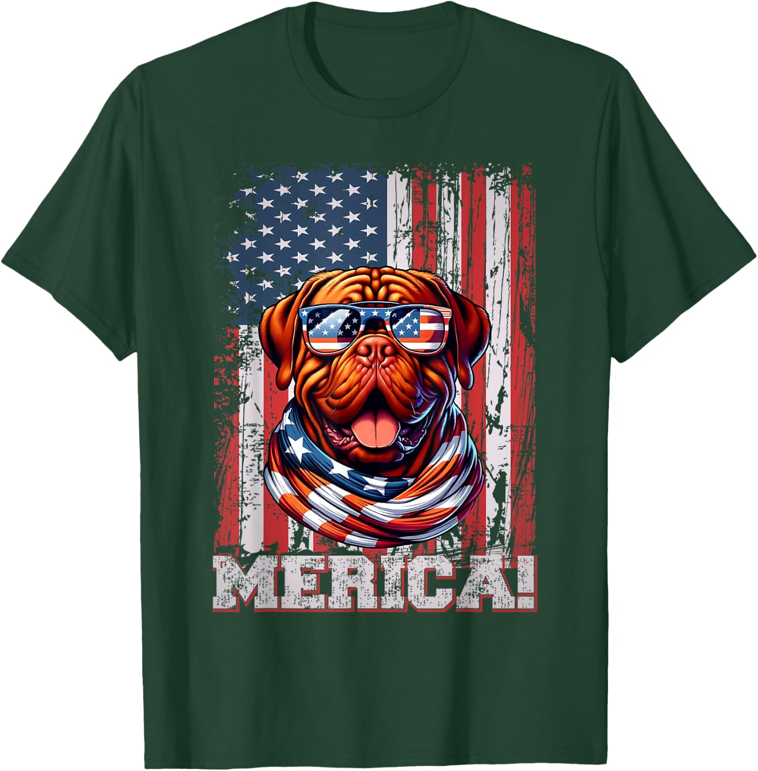 Dogue de Bordeaux Dog Lover US Flag 4th Of July Patriotic T-Shirt - T-Shirt | Forest
